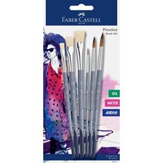 Faber-Castell - Blistercard 3x round paint brushes and 3x flat paint brushes