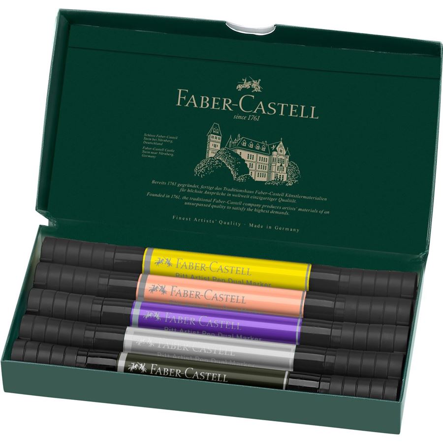 Faber-Castell - Pitt Artist Pen Dual Marker India ink, wallet of 5 Fashion