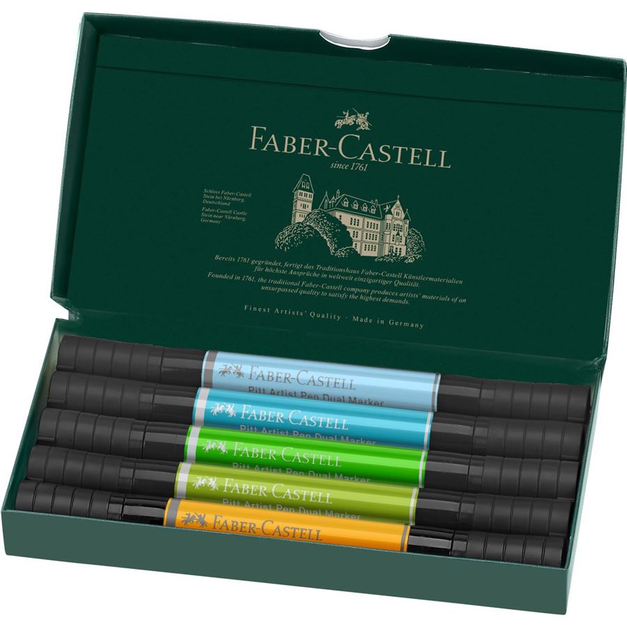 Faber-Castell - Pitt Artist Pen Dual Marker India ink, wallet of 5, animals