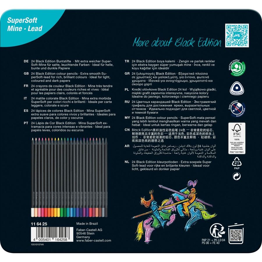 Faber-Castell - Colour Pencils Black Edition tin 24x