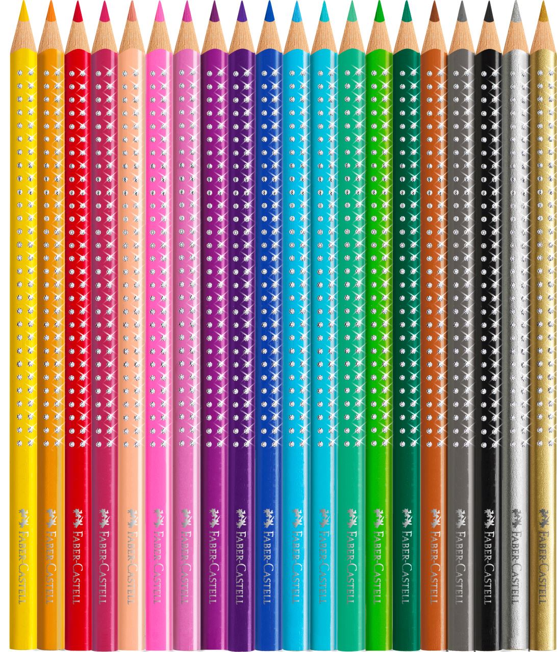 Faber-Castell - Sparkle colour pencil set, tin turquoise, 21 pieces