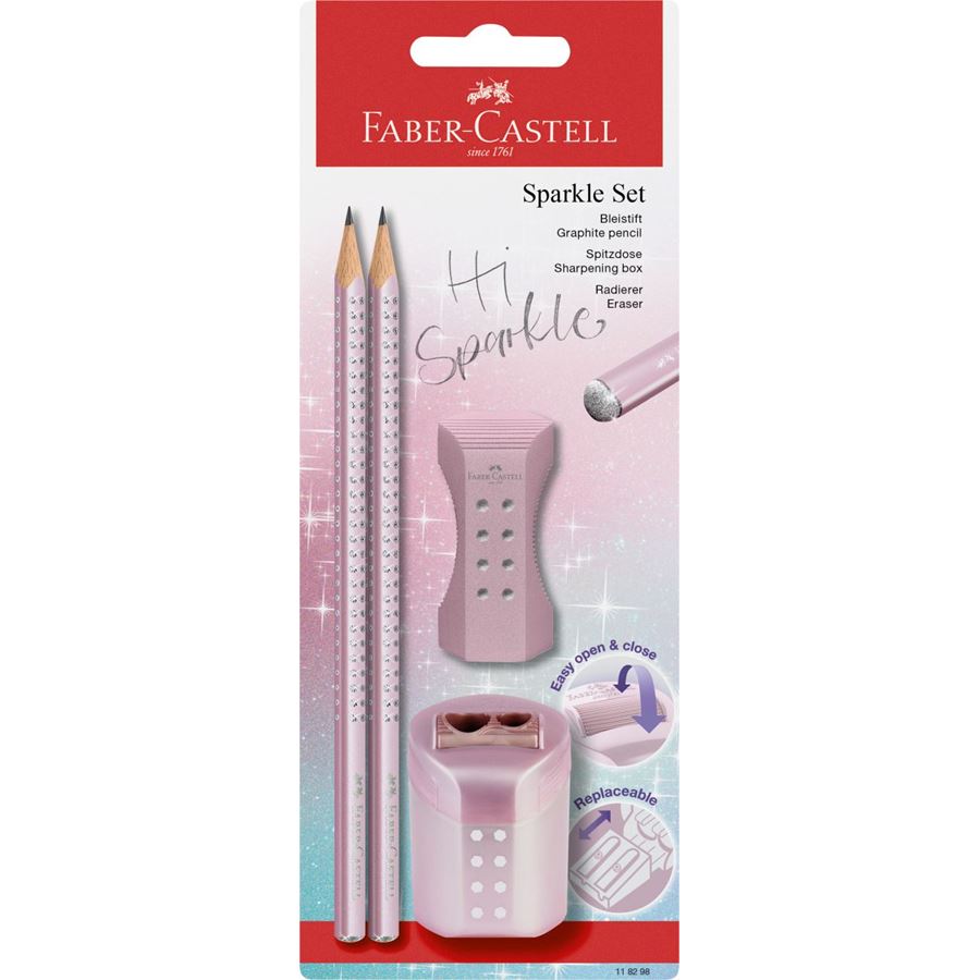 Faber-Castell - Pencil set Sparkle blister card and accessscoires rose
