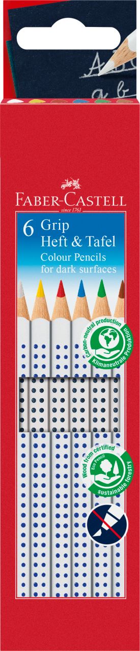Faber-Castell - Colour Grip for dark surfaces colour pencil, wallet of 6