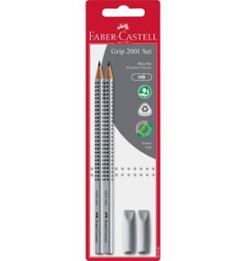 Faber-Castell - 2 Grip 2001 pencil + 2 eraser caps