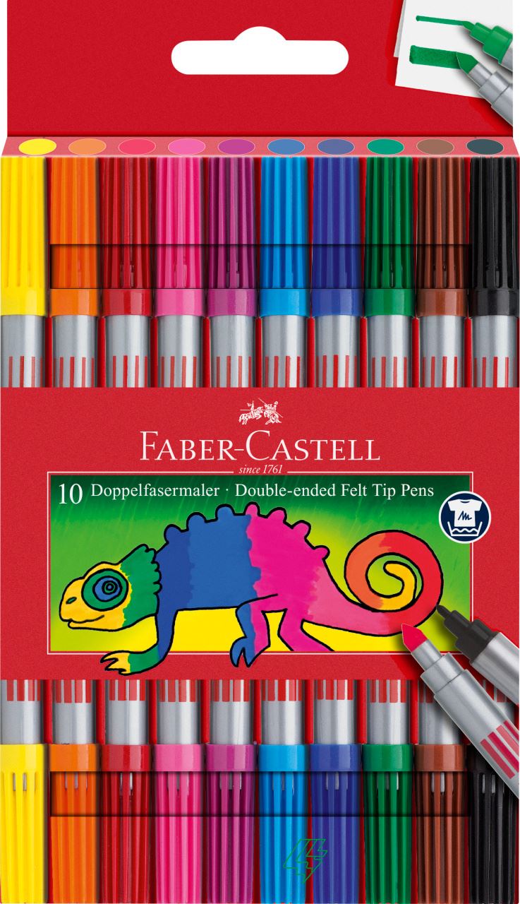 Faber-Castell - Double-ended felt tip pen, plastic wallet of 10