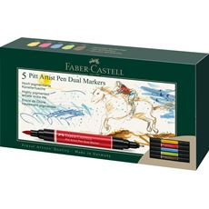 Faber-Castell - Pitt Artist Pen Dual Marker India ink, wallet of 5