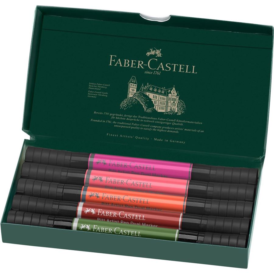 Faber-Castell - Pitt Artist Pen Dual Marker India ink, wallet of 5, Flowers